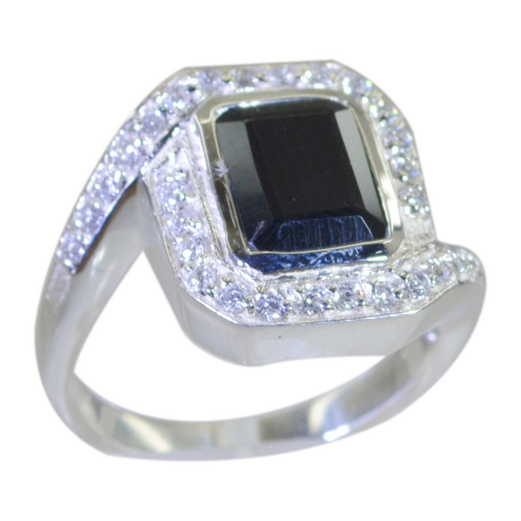 Black Onyx Halo French 92.5 Silver Black Gems Eye catching Abstract Ring Jewellery
