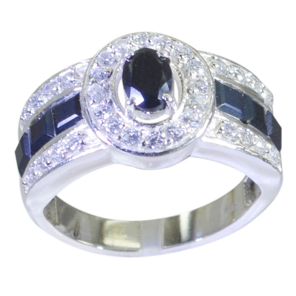 Black Onyx Halo French 92.5 Silver Black Gems Eye catching Trendy Ring Jewellery
