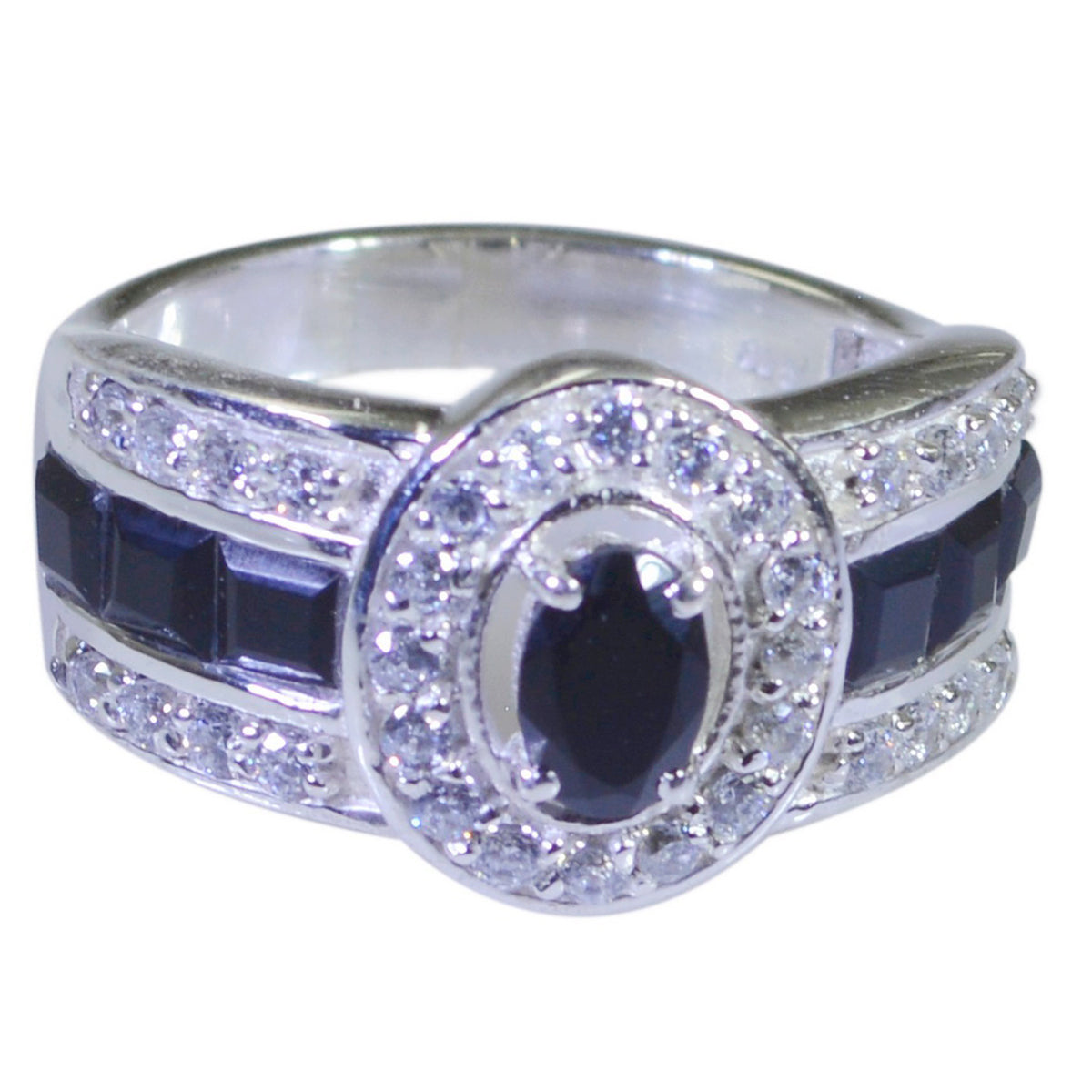 Schwarzer Onyx Halo Französischer 92,5 Silber Schwarze Edelsteine Auffälliger trendiger Ringschmuck Zweitbild