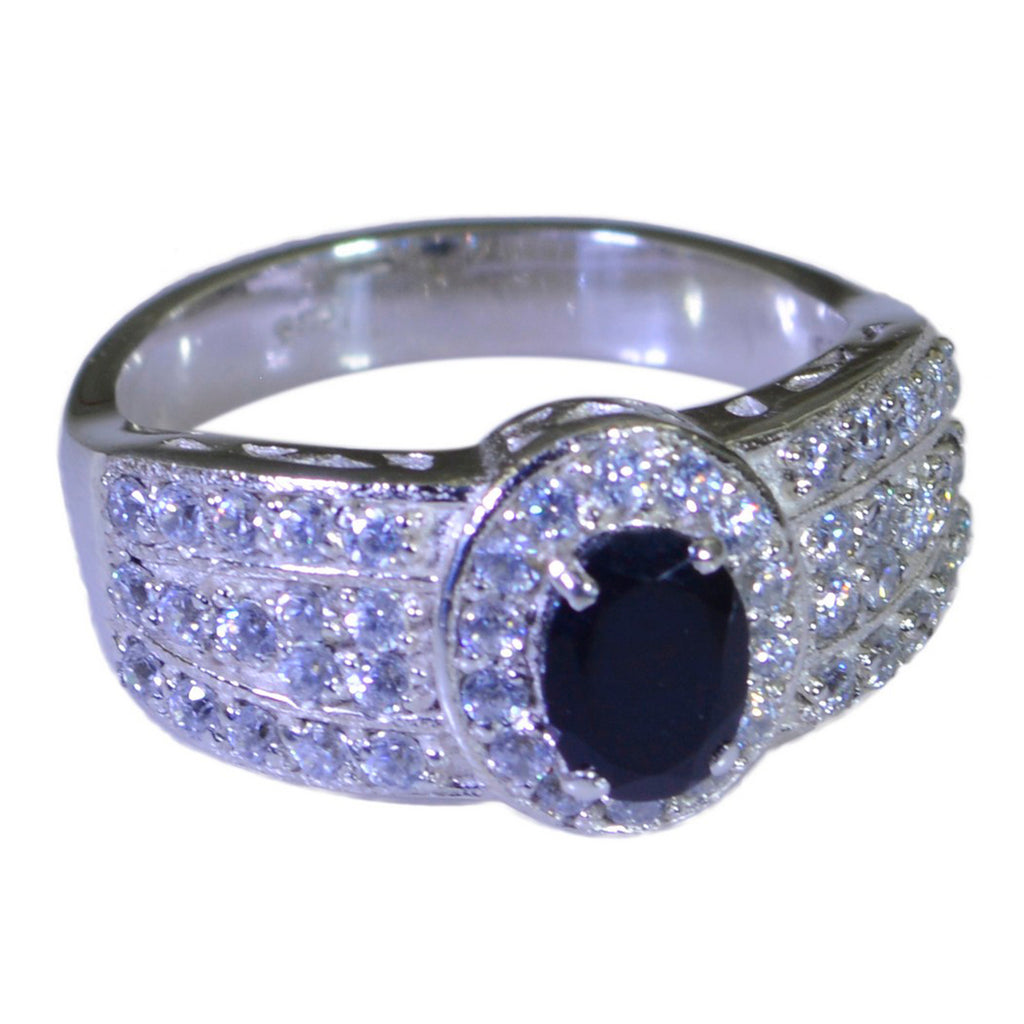 Black Onyx Halo Egyptian 92.5 Silver Black Gemstones Eye catching Abstract Ring Jewellery