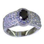 Black Onyx Halo Egyptian 92.5 Silver Black Gemstones Eye catching Abstract Ring Jewellery