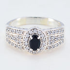 Black Onyx Halo Egyptian 92.5 Silver Black Gemstones Eye catching Abstract Ring Jewellery
