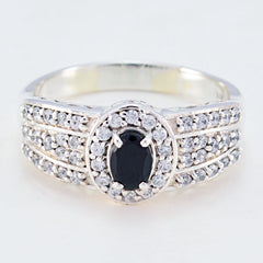 Black Onyx Halo Egyptian 92.5 Silver Black Gemstones Eye catching Abstract Ring Jewellery