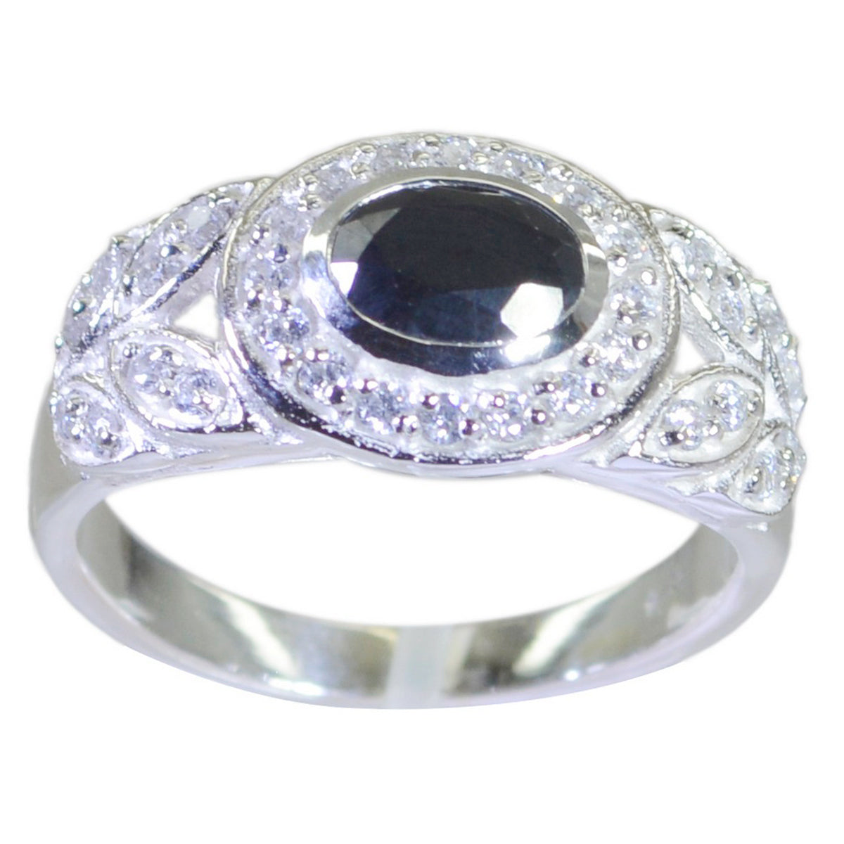 Black Onyx Halo Moroccan 925 Silver Black Gemstone Minimal Luxurious Ring Jewellery Immagine principale del prodotto