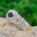 Black Onyx Halo Moroccan 925 Silver Black Gemstone Minimal Luxurious Ring Jewellery