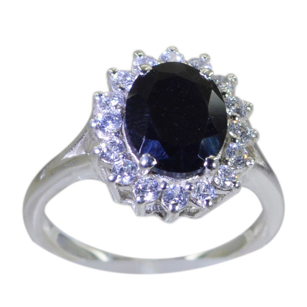 Black Onyx Halo Moroccan 925 Sterling Silver Black Gemstones Featherlight Glamorous Ring Jewellery