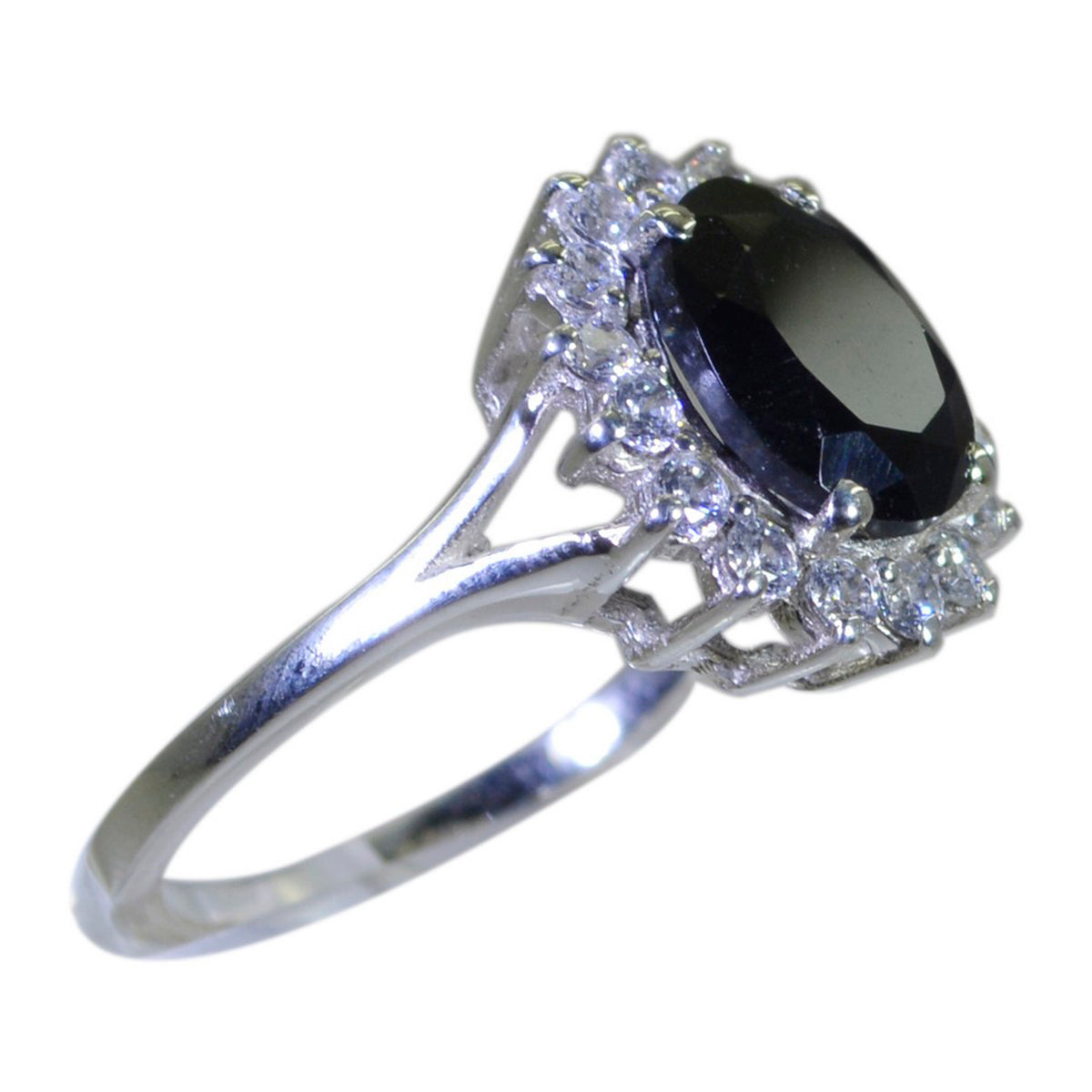Black Onyx Halo Moroccan 925 Sterling Silver Black Gemstones Featherlight Glamorous Ring Jewellery