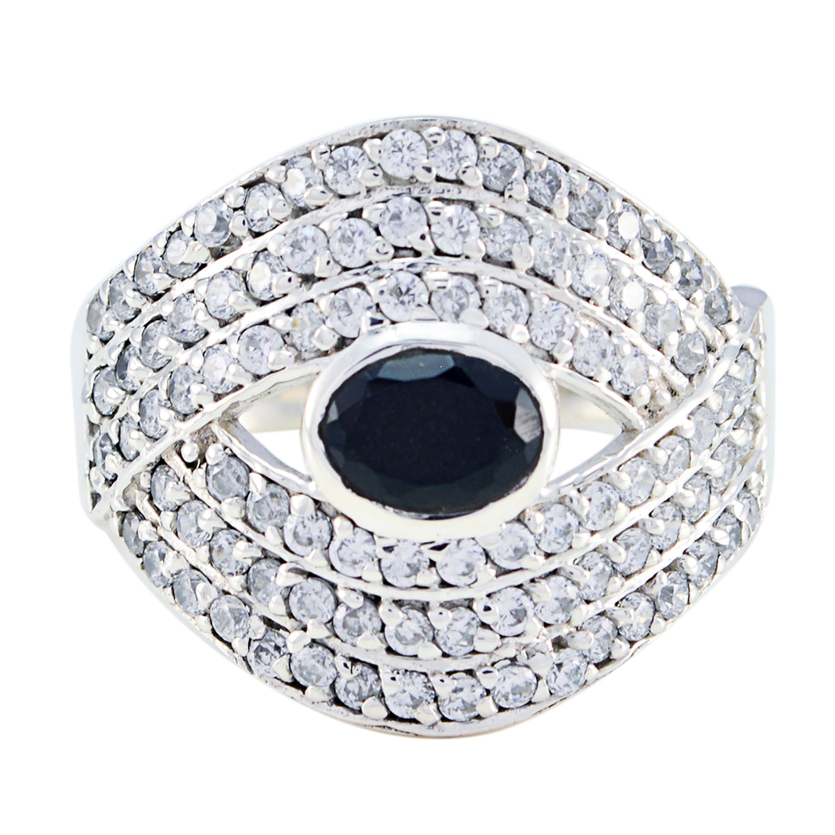 Black Onyx Halo Indian Sterling Silver Black Gemstones Versatile Abstract Ring Jewellery