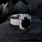 Black Onyx Halo French 925 Silver Black Gemstone Classic Trendy Ring Jewelry