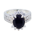 Black Onyx Halo French 925 Silver Black Gemstone Classic Trendy Ring Jewelry