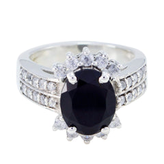 Black Onyx Halo French 925 Silver Black Gemstone Classic Trendy Ring Jewelry