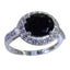 Black Onyx Halo American Silver Black Gems Whisper thin Luxurious Ring Jewelry
