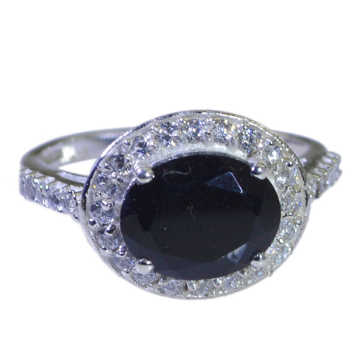 Black Onyx Halo American Silver Black Gems Whisper thin Luxurious Ring Jewelry