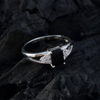 Black Onyx Halo Japanese 92.5 Silver Black Gems Dainty Trendy Ring Jewelry