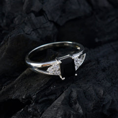 Black Onyx Halo Japanese 92.5 Silver Black Gems Dainty Trendy Ring Jewelry