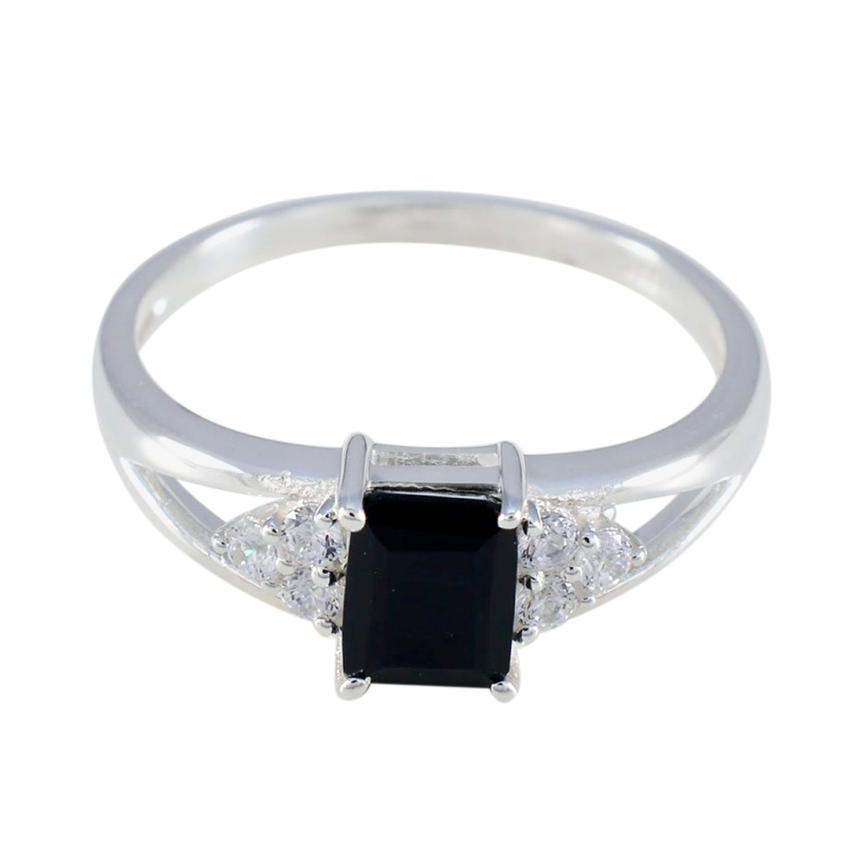 Schwarzer Onyx Halo Japanisches 92,5 Silber Schwarze Edelsteine Zierlicher Trendy Ring Schmuck Hauptbild