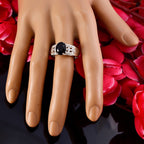 Black Onyx Halo Russian 925 Sterling Silver Black Gemstone Classic Artisan Ring Jewelry