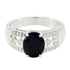 Black Onyx Halo Russian 925 Sterling Silver Black Gemstone Classic Artisan Ring Jewelry