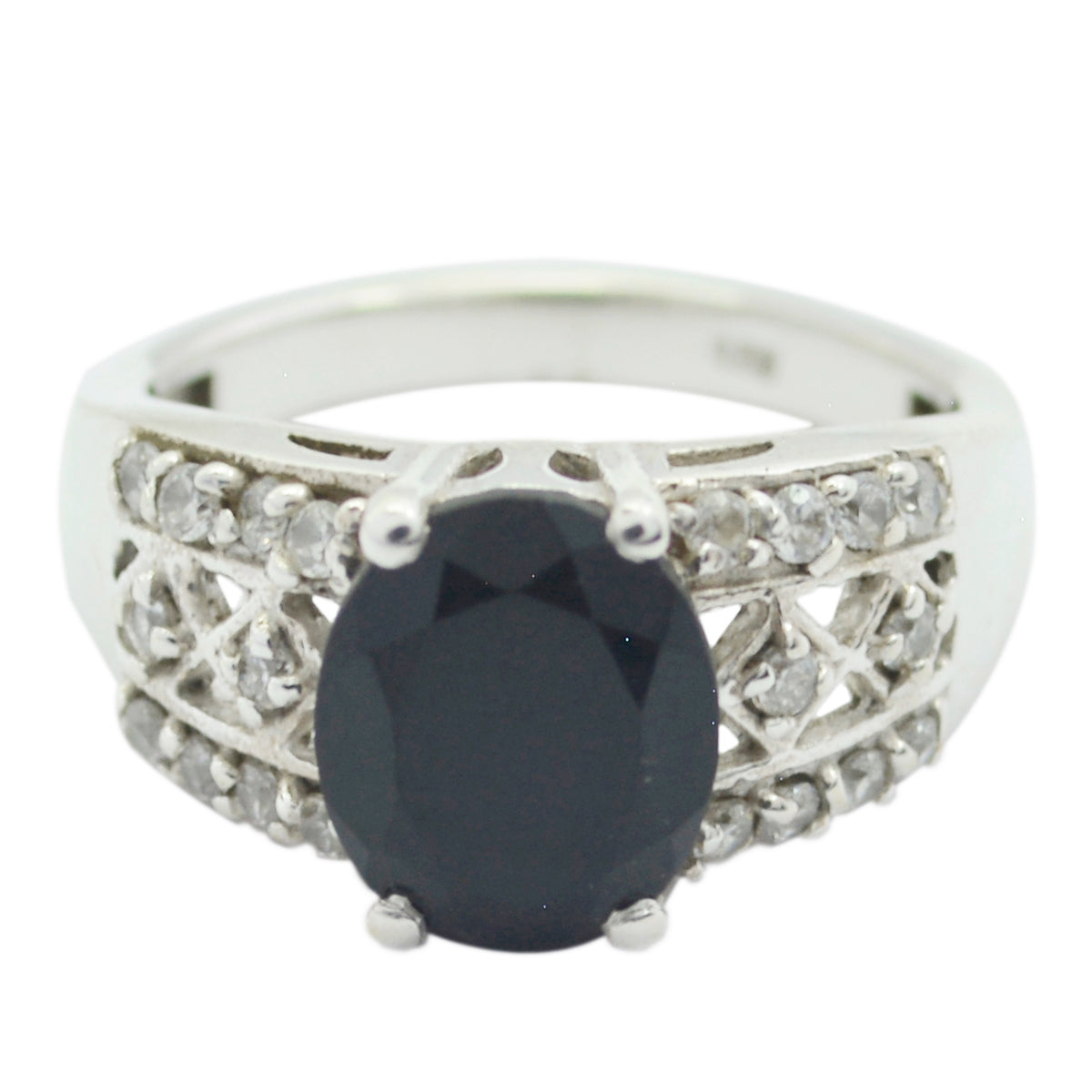 Black Onyx Halo Russian 925 Sterling Silver Black Gemstone Classic Artisan Ring Jewelry
