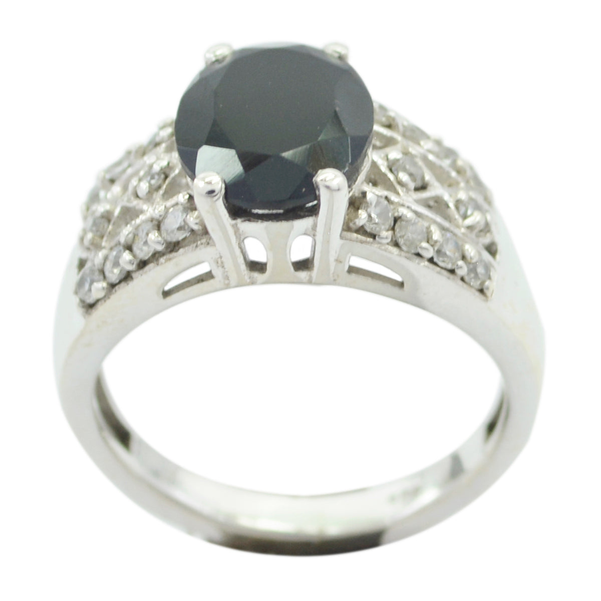 Black Onyx Halo Russian 925 Sterling Silver Black Gemstone Classic Artisan Ring Jewelry