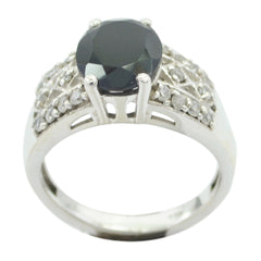 Black Onyx Halo Russian 925 Sterling Silver Black Gemstone Classic Artisan Ring Jewelry