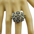 Black Onyx multiple African 925 Silver Black Gemstones Statement Floral Ring Jewelry