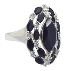 Black Onyx multiple German 92.5 Silver Black Gemstone Essential  Modern Ring Jewelry