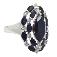 Black Onyx multiple German 92.5 Silver Black Gemstone Essential  Modern Ring Jewelry