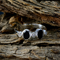 Black Onyx Halo Korean 925 Sterling Silver Black Gemstone Dainty Artisan Ring Jewellery