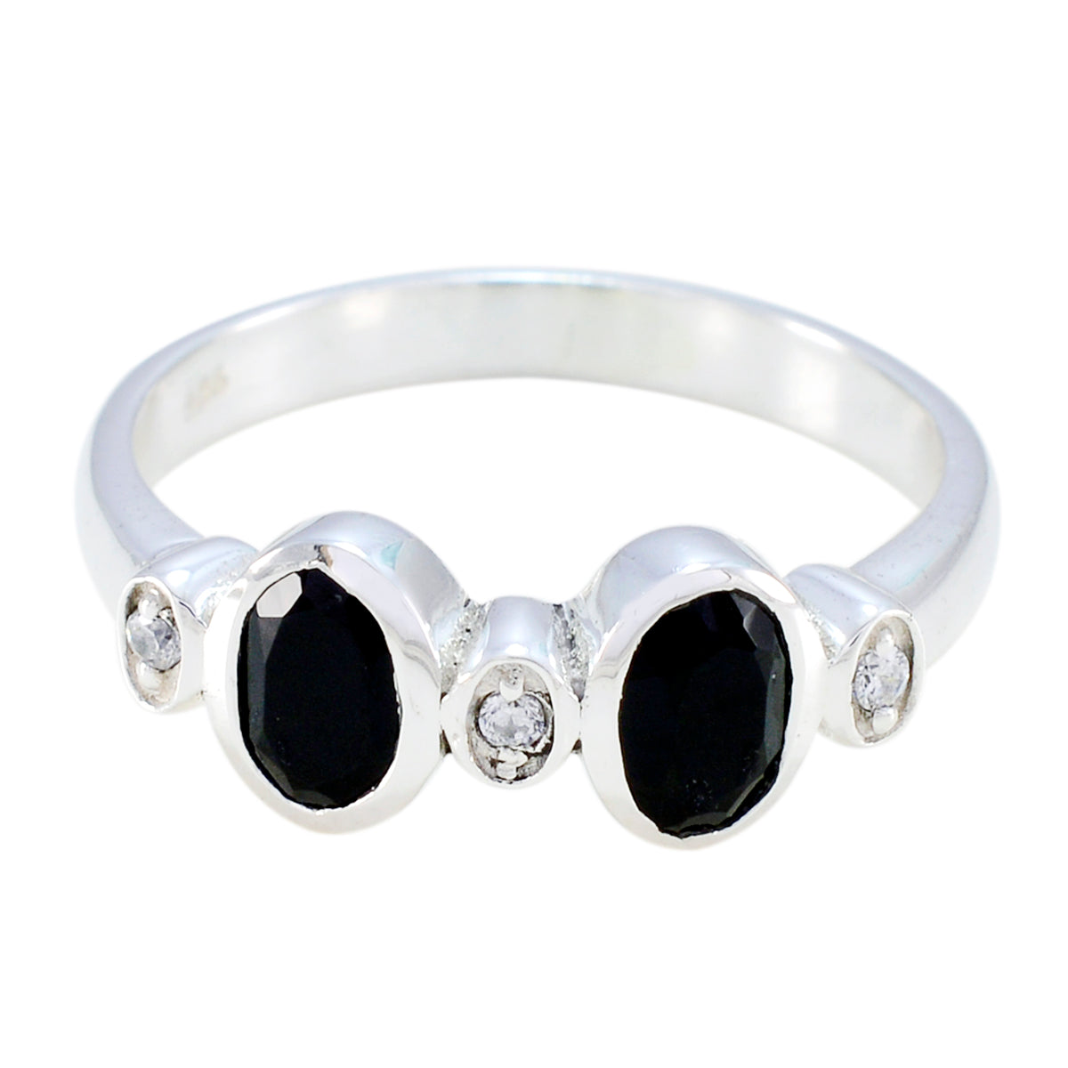 Black Onyx Halo Korean 925 Sterling Silver Black Gemstone Dainty Artisan Ring Jewellery