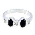 Black Onyx Halo Korean 925 Sterling Silver Black Gemstone Dainty Artisan Ring Jewellery