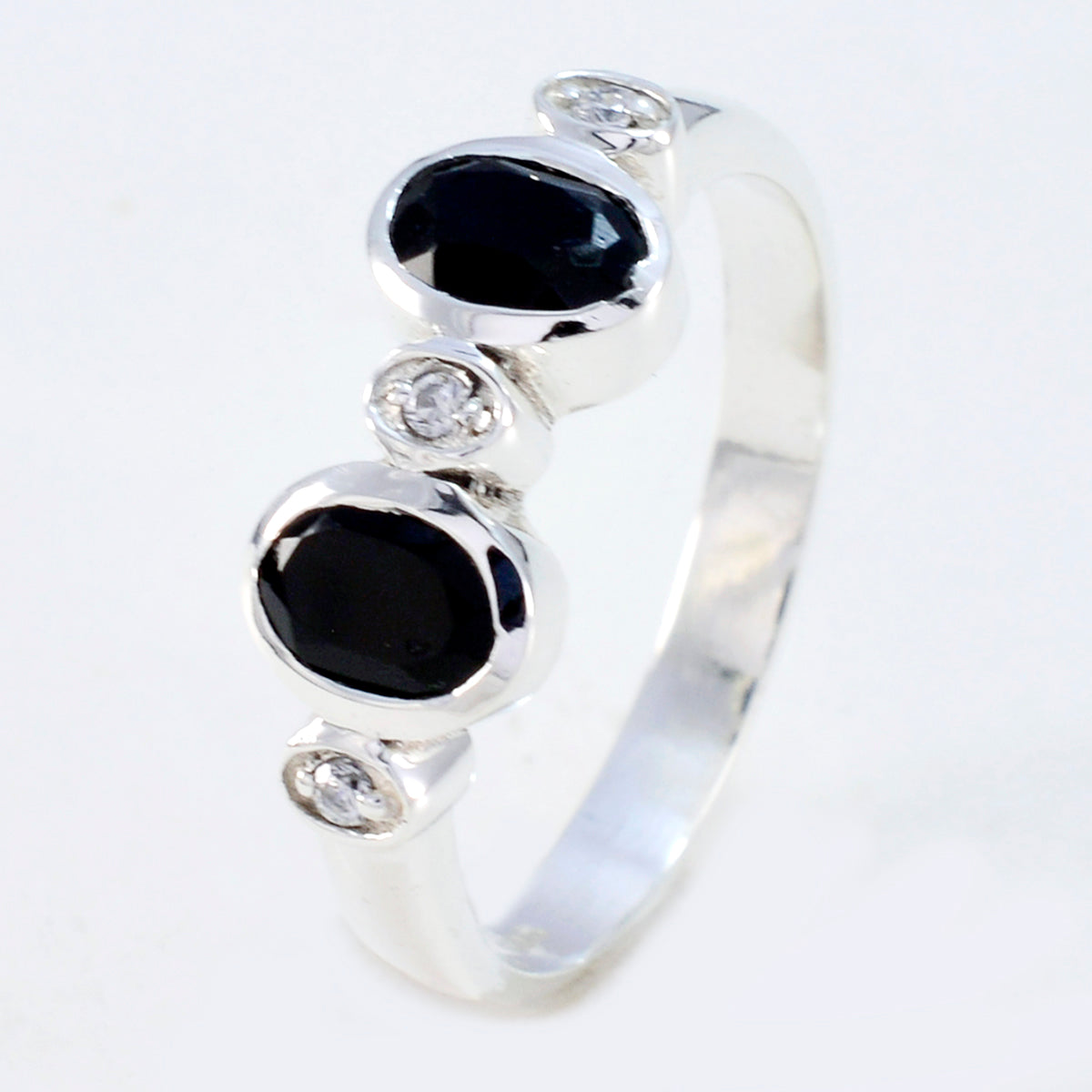 Black Onyx Halo Korean 925 Sterling Silver Black Gemstone Dainty Artisan Ring Jewellery