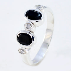 Black Onyx Halo Korean 925 Sterling Silver Black Gemstone Dainty Artisan Ring Jewellery