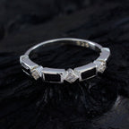 Black Onyx quarter Turkish Sterling Silver Black Gemstones Dainty Trendy Band Jewelry
