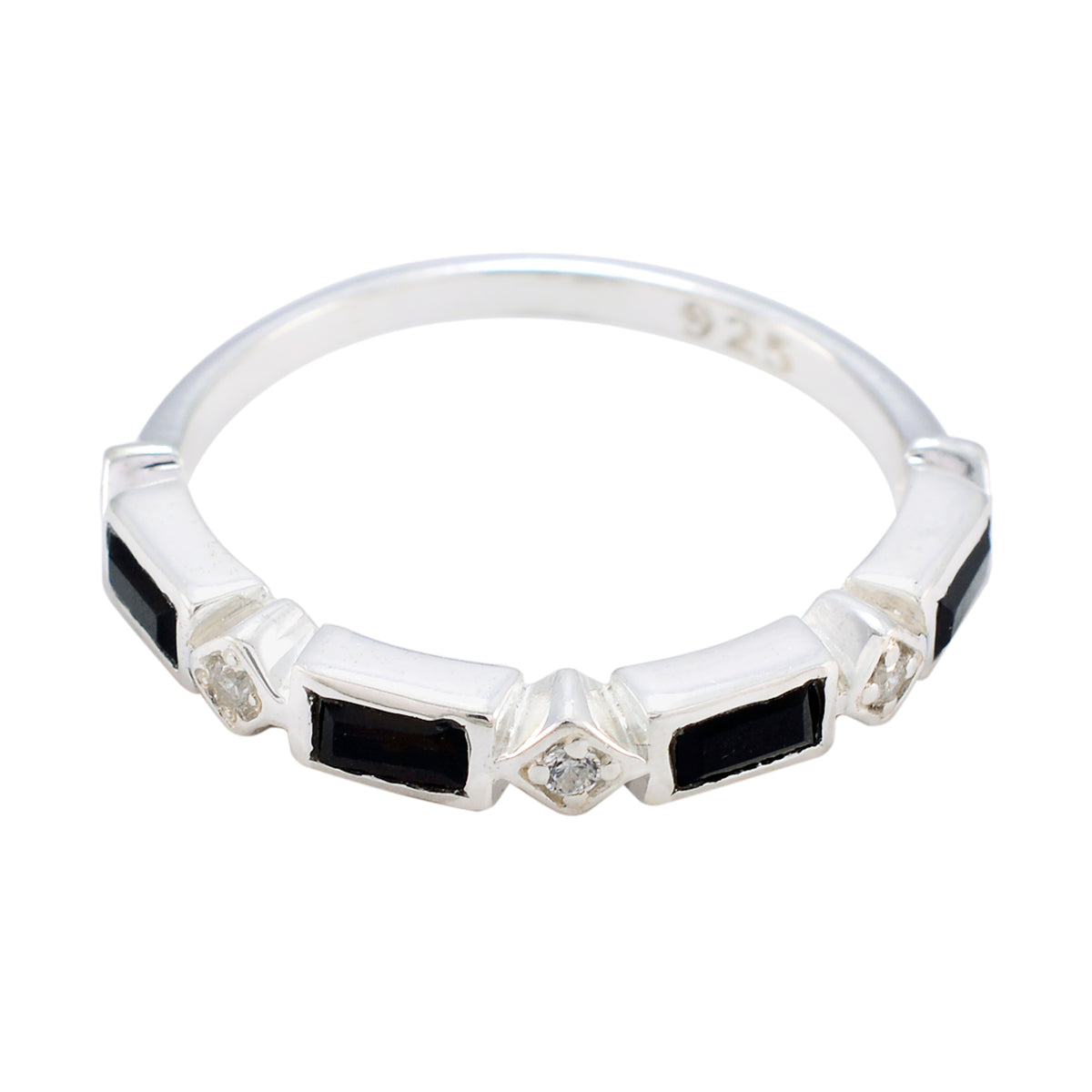 Black Onyx quarter Turkish Sterling Silver Black Gemstones Dainty Trendy Band Jewelry