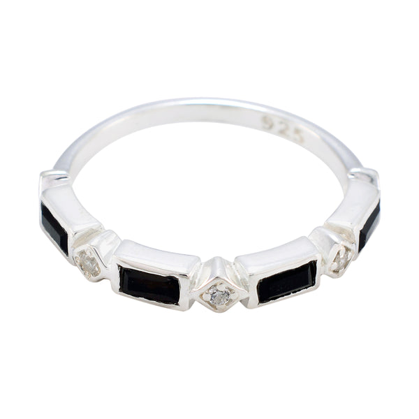 Black Onyx quarter Turkish Sterling Silver Black Gemstones Dainty Trendy Band Jewelry