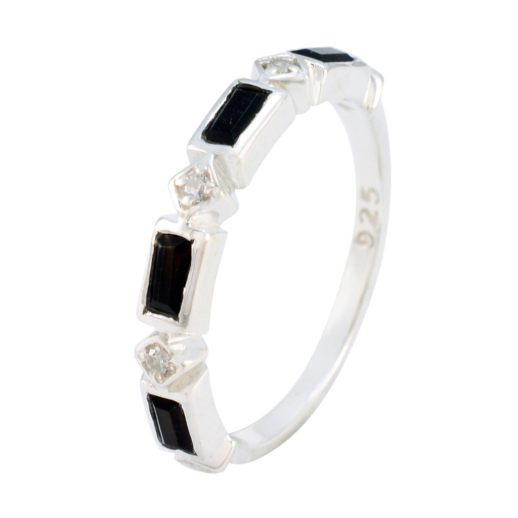 Black Onyx quarter Turkish Sterling Silver Black Gemstones Dainty Trendy Band Jewelry