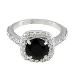 Black Onyx Halo Moroccan Silver Black Gems Slim Abstract Ring Jewelry
