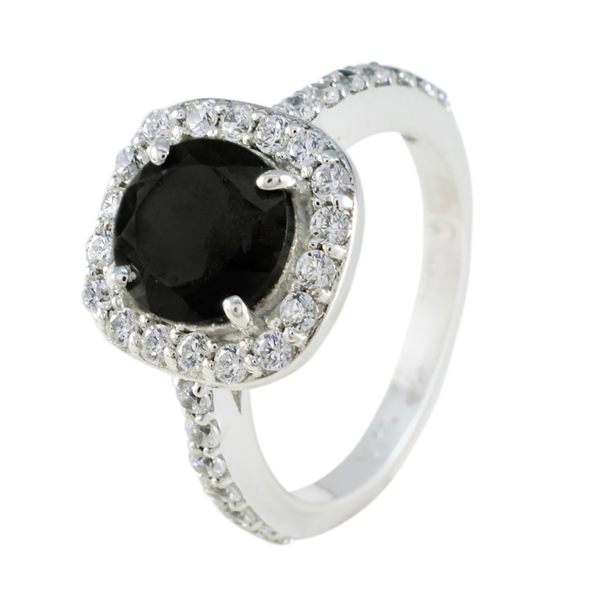 Bague fine et abstraite en argent marocain avec onyx noir et pierres précieuses noires Image secondaire du produit