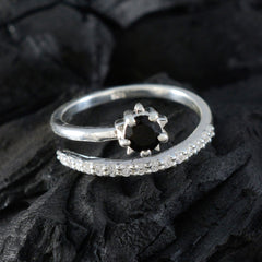 Black Onyx Halo Turkish Sterling Silver Black Gemstone Elegant  Abstract Ring Jewelry