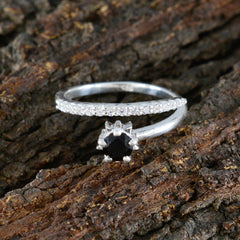 Black Onyx Halo Turkish Sterling Silver Black Gemstone Elegant  Abstract Ring Jewelry