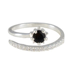 Black Onyx Halo Turkish Sterling Silver Black Gemstone Elegant  Abstract Ring Jewelry