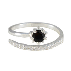Black Onyx Halo Turkish Sterling Silver Black Gemstone Elegant  Abstract Ring Jewelry