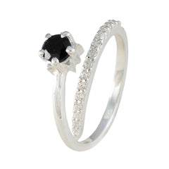 Black Onyx Halo Turkish Sterling Silver Black Gemstone Elegant  Abstract Ring Jewelry