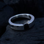 Black Onyx Solitaire American 925 Sterling Silver Black Gemstone Whisper thin Modern Thumb Ring Jewellery