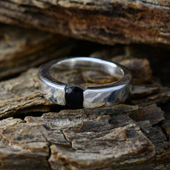 Black Onyx Solitaire American 925 Sterling Silver Black Gemstone Whisper thin Modern Thumb Ring Jewellery