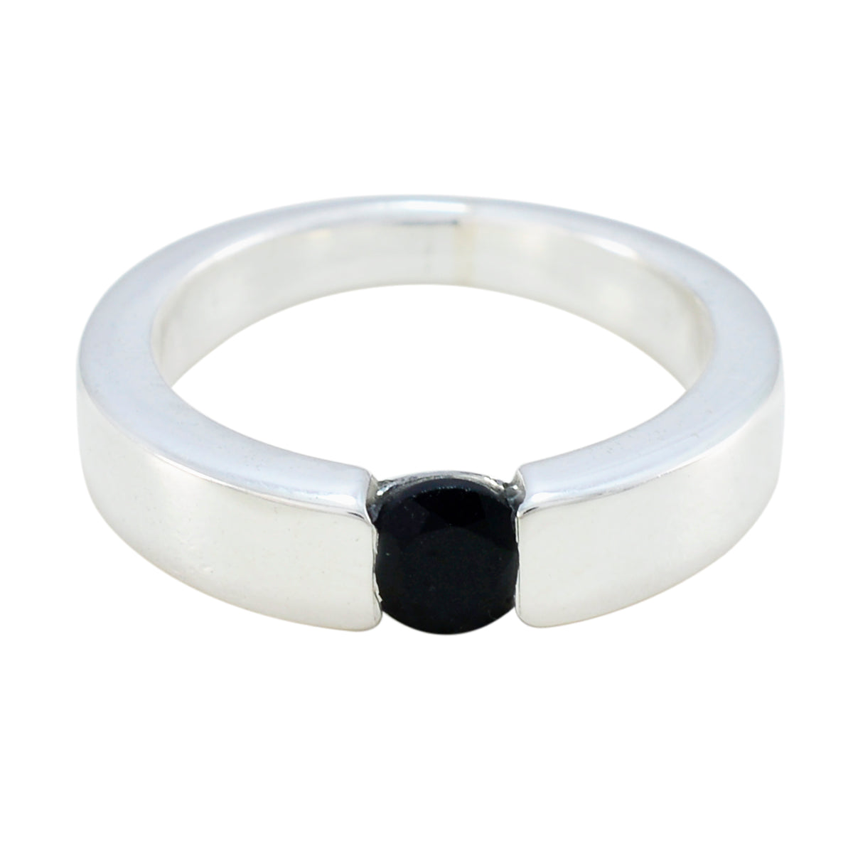 Black Onyx Solitaire American 925 Sterling Silver Black Gemstone Whisper thin Modern Thumb Ring Jewellery Главное изображение товара