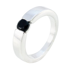Black Onyx Solitaire American 925 Sterling Silver Black Gemstone Whisper thin Modern Thumb Ring Jewellery