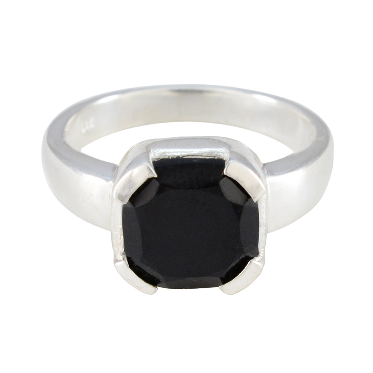 Schwarzer Onyx Solitär Italienischer 925 Silber Schwarzer Edelstein Statement Artisan Ring Schmuck Hauptbild