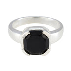 Black Onyx Solitaire Italian 925 Silver Black Gemstone Statement Artisan Ring Jewellery